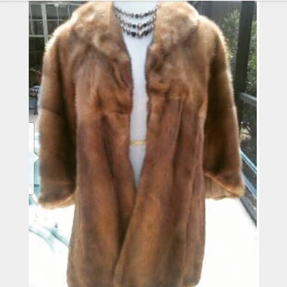VINTAGE GENUINE LUNARAINE MINK FUR SHAWL STOLE COAT SIZE MEDIUM